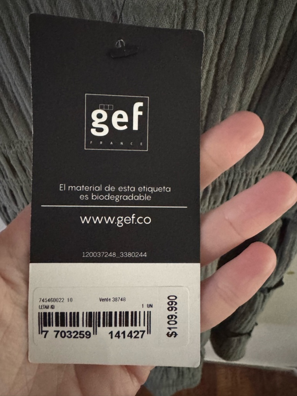 gef France Olive Green Tiered Button-Front Sundress - Picture 5 of 5